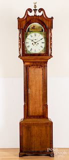 English oak and mahogany tall case clock