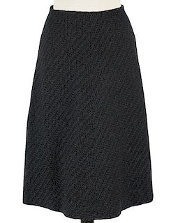 Chanel Blue & Black Tweed A-Line Skirt