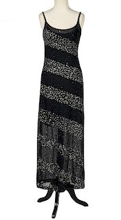 Escada Couture Black Beaded Evening Gown Size S