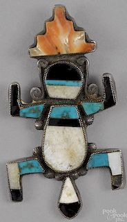 Zuni, Pueblo, New Mexico brooch of a sacred frog,