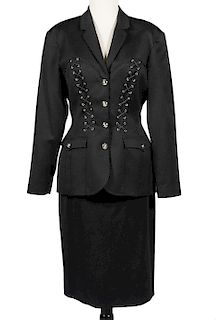 Theirry Mugler Black Laced Skirt Suit Size 10