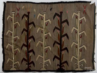 Navajo pictorial rug, ca. 1940, with cornstalks a