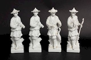 Four Fitz & Floyd Blanc de Chine Porcelain Figures