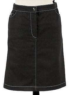 Chanel Black Cotton Straight Skirt Size 42