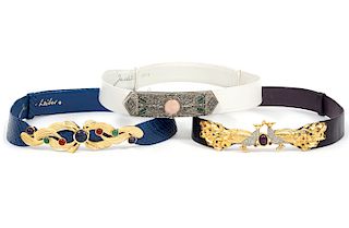 Collection Judith Leiber Exotic Skin Jeweled Belts