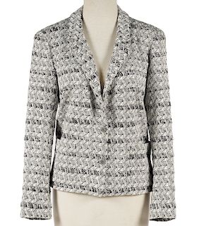 Chanel Black, White & Silver Woven Blazer Size 42