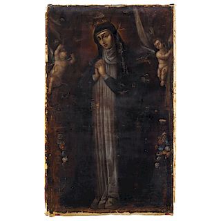 SANTA MARGARITA DE HUNGRÍA (“ST. MARGARET OF HUNGARY”). MEXICO, 18TH CENTURY. Oil on canvas.