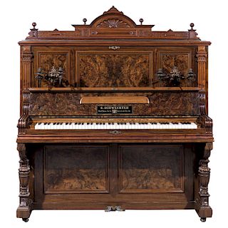 VERTICAL PIANO. GERMANY, CA. 1900. G. SCHWECHTEN, Berlin. Veneered wood with bronze applications.