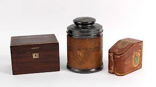 Neoclassical Mahogany Brass-Inlaid Tea Caddy