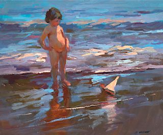 Dan McCaw, Untitled (Child and Toy Boat at Beach)
