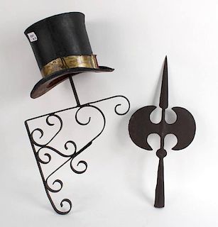 Painted Tole Top Hat Trade Sign for a Milliner