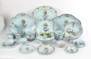 Large Group of Quimper Faience Pottery Dinnerware