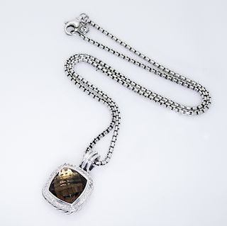 David Yurman Albion Pendant Topaz Diamond 14mm Necklace