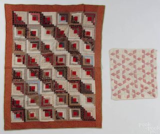 Log cabin youth quilt, early 20th c., 64'' x 50'',