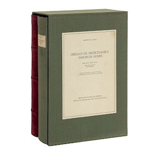 LOTE DE FACSIMILAR: MANUSCRITO AZTECA DE 1552. Cruz, Martín de la.Libellus de Medicinalibus Indorum Herbis. México: 1991. Pzs: 2.