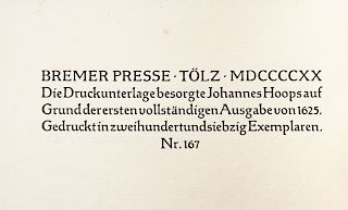 Bacon, Francis. Essays. Tölz: Bremer Presse, 1920. London Arthru L. Humphreys, 1900. Piezas: 2.