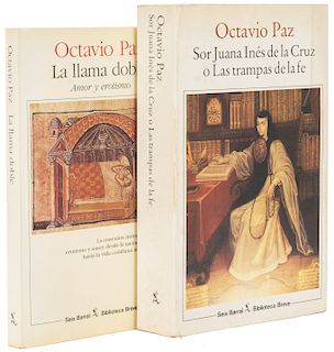 Paz, Octavio. La Llama Doble / Sor Juana Inés de la Cruz. Barcelona, 1982 /1993. 1 firmado y dedicado. Piezas: 2.
