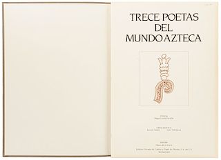 León Portilla, Miguel. Trece Poetas del Mundo Azteca. México, 1986. Litografía de Luis Nishizawa.