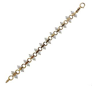 Tiffany &amp; Co Retro 14K Gold Pearl Bracelet