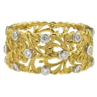 Buccellati Diamond 18k Gold Wedding Band Ring