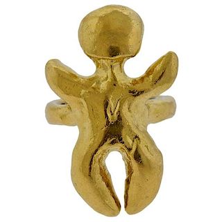 Jean Mahie 22k Gold Sculpted Figure Ring