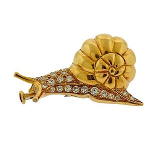 Tiffany &amp; Co. Diamond 18k Gold Snail Brooch Pin
