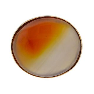 14K Gold Agate Dome Ring