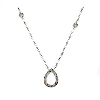 18k Gold Teardrop Diamond Pendant Necklace 