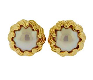 Tiffany &amp; Co 18K Gold Mabe Pearl Earrings