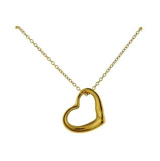 Tiffany &amp; Co Peretti Open Heart 18k Gold Necklace 