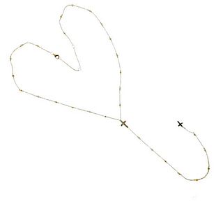 14k Gold Diamond Cross Long Drop Necklace 