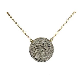 14k Gold Diamond Circle Pendant Necklace 