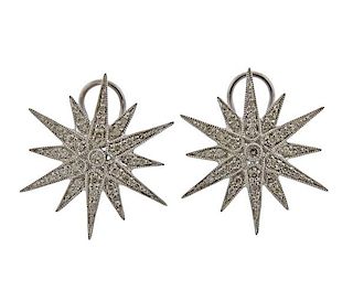 14k Gold Diamond Star Earrings 