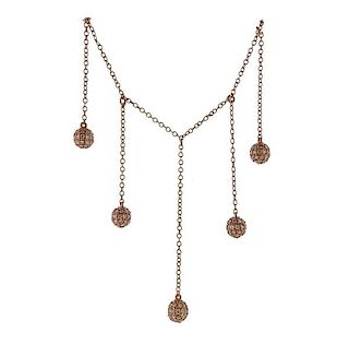 14k Rose Gold Diamond Drop Necklace 
