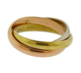Cartier Trinity 18k Tri Color Gold Rolling Band Ring 