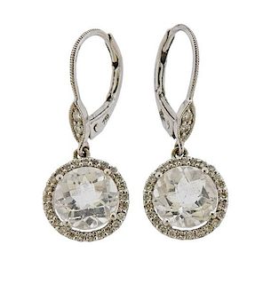 18k Gold Diamond White Sapphire Earrings 