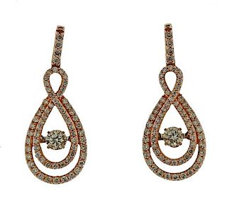 14k Rose Gold Diamond Earrings 