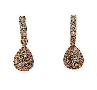 18k Rose Gold Diamond Earrings 