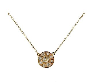 14k 18k Gold Old Mine Diamond Pendant Necklace 