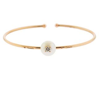 Chantecler 18K Gold Diamond Pearl Cuff Bracelet