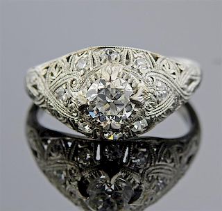 Art Deco Platinum Diamond  Ring