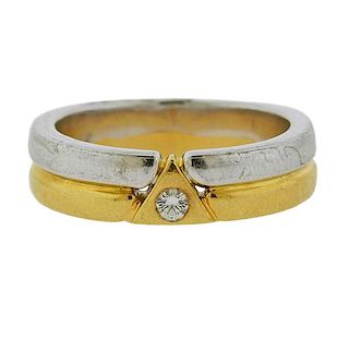 18K Two Tone Gold Diamond Wedding Band Ring