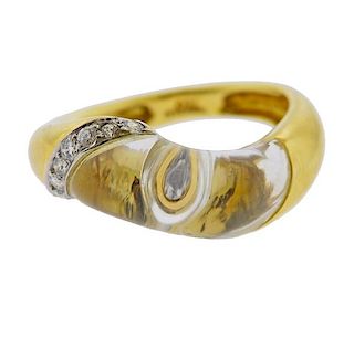 Tiffany &amp; Co 18k Gold Diamond Crystal Wave Ring 