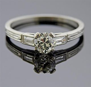 Art Deco Platinum Diamond  Engagement Ring