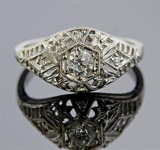 Art Deco Platinum Old European Diamond  Ring