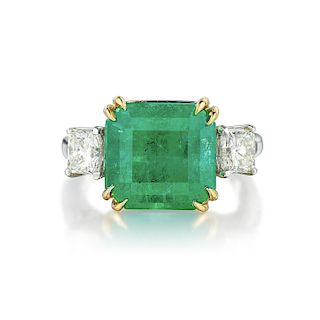 6.03-Carat Colombian Emerald and Diamond Ring