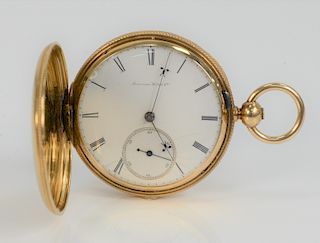 American Watch Company 18 Karat Gold Closed Face Pocket Watch, key wind, works marked Appleton Tracey Co. Waltham Mass. 44.3 millimeters, total weight