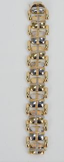 14 Karat Gold Bracelet, with large pillow style design. length 7 1/2 inches. 49.7 grams.