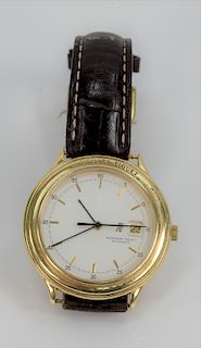 Audemars Piguet 18 Karat Gold Mans Wristwatch, with second hand and date, in original box. 40.4 millimeters.