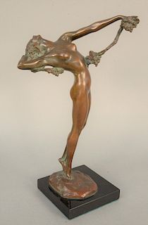 Harriet Whitney Frishmuth (1880 - 1980), "The Vine", bronze figure, base of bronze signed Harriet W. Frishmuth, dated 1921 and having Gorham Founders 